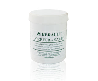 A tin of Keralit laurel ointment to promote hoof growth